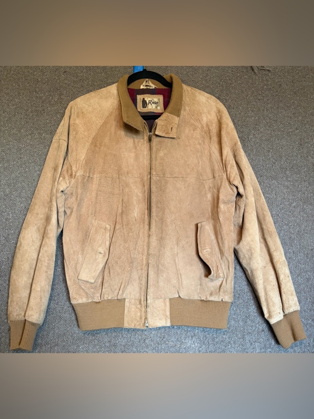 Men's Tan Suede Bomber Jacket